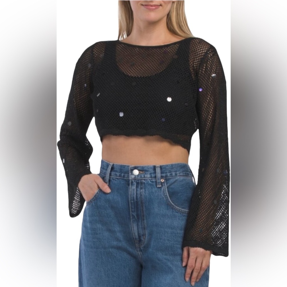 CINQ A SEPT Black Sequin Greer Tunic XL